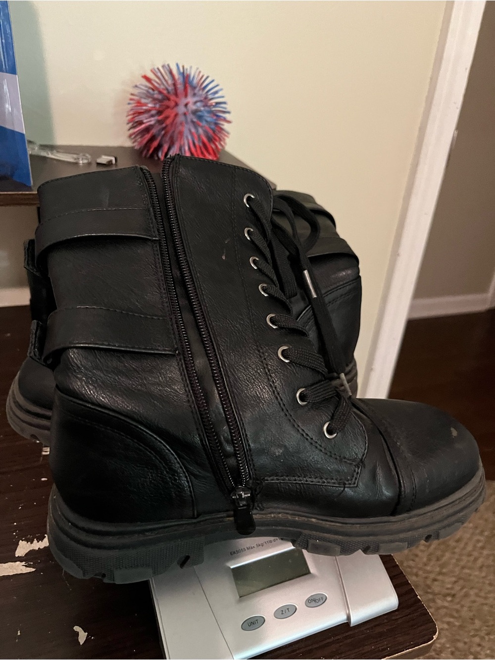 Dream Pairs Black Lace-Up Kids Combat Boots with Side Zip